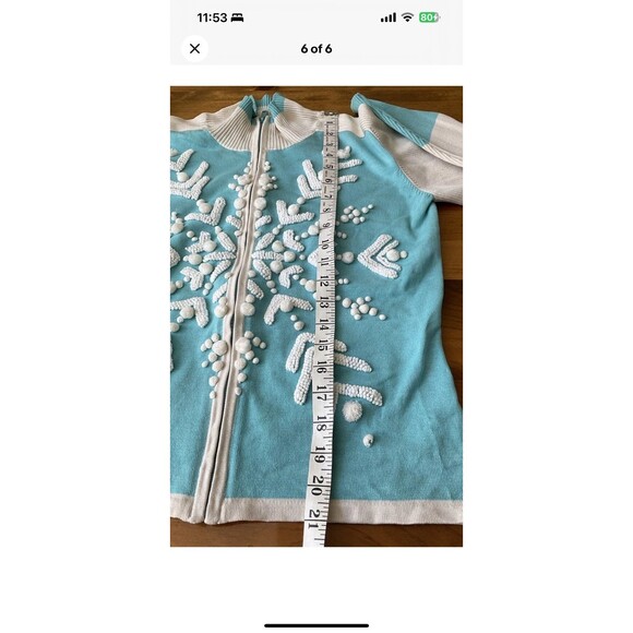 Michael Simon New York Wm’s M Snowflake Sweater Full Zip 3D Texture Silk Blend - Picture 6 of 6